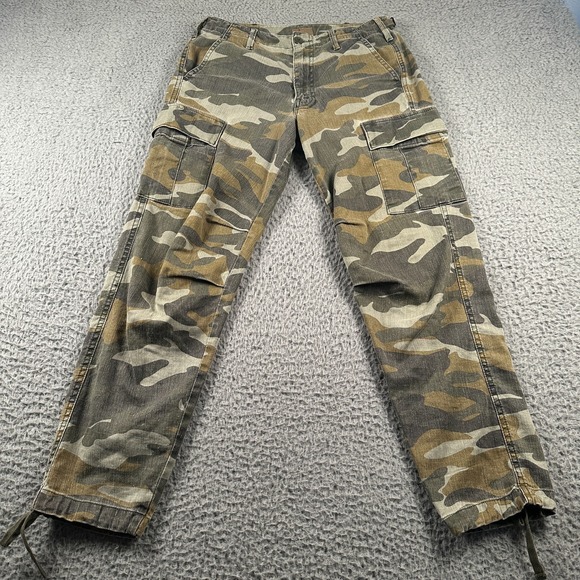 Mother Pants Womens 26 The Sir Yes Sir Cargo Finding Strength Camo Linen Cotton - Picture 1 of 14